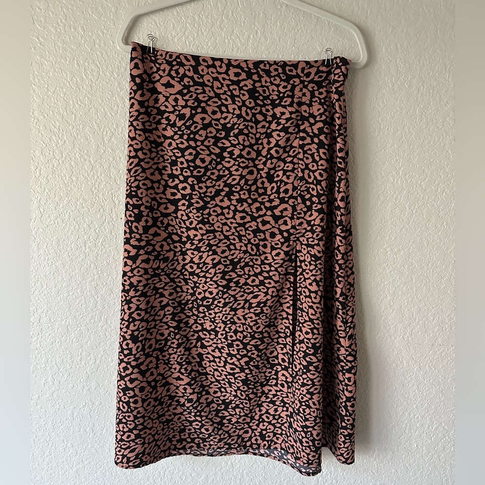SHEIN Leopard Print Midi Skirt XL Side Slit Y2K Animal Print